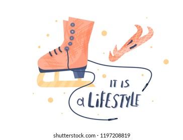 Vector quote. It's a lifestyle. Creative handwritten lettering with decoration. Sports motivation inscription. 