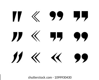 Vector Quote Marks Collection, Commas, Black Icons Isolated on White Background.