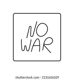 El vector cita "Sin guerra" en un marco cuadrado. Texto dibujado a mano para el diseño.