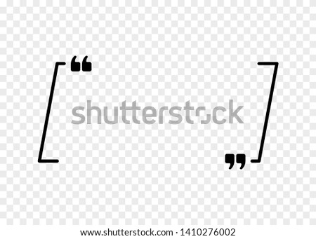 Vector quote sign. Quotation paragraph icon. Speech bubble, blank frame for citation symbol isolated on transparent background