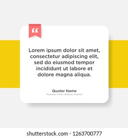 Vector quote template with text placeholder in trendy style. Paper material design style rectangular card with line frame.