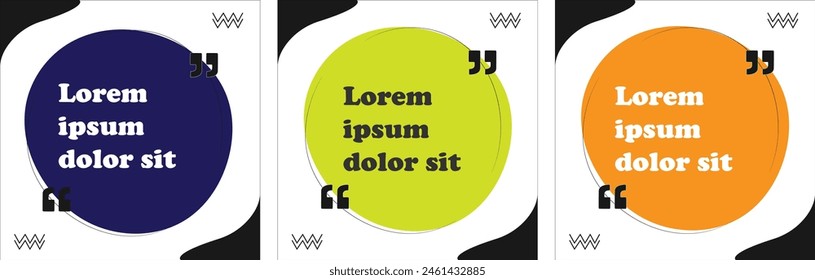 Vector quote templates. Being virtuous, three colors, circle shape template.