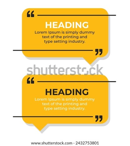 Vector quote text box in rectangular shapes, outline, Speech box, dailog box, with quote marks vector illustration