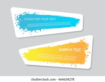 Vector quote or text boxes collection. Hand drawn frames. Grunge brush strokes, splatter  textures.