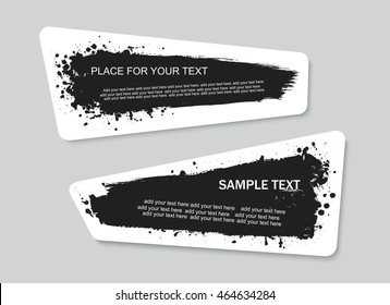 Vector quote or text boxes collection. Hand drawn frames. Grunge brush strokes, splatter  textures.