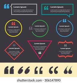 Vector quotes sign icon. Quotation mark in speech bubble symbol. Colourful 8 quotes. Vector