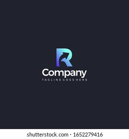 vector R arrow gradient blue color initial letter design template
