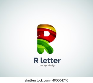 Logotipo comercial de letras R vectoriales, diseño moderno y elegante geométrico abstracto. Creado con ondas