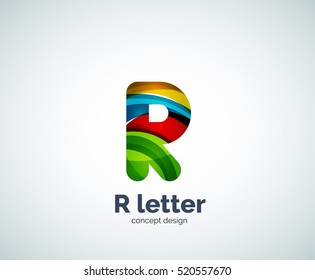 Logotipo comercial de letras R vectoriales, diseño moderno y elegante geométrico abstracto. Creado con ondas