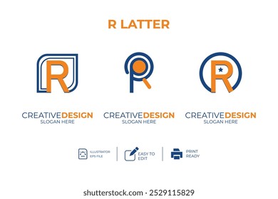 vector R Letter minimalist creative business company Logo Design Free Icon 