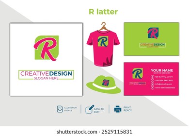 vector R Letter minimalist creative business company Logo Design Free Icon 