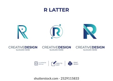 vector R Letter minimalist creative business company Logo Design Free Icon 