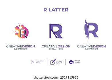 vector R Letter minimalist creative business company Logo Design Free Icon 