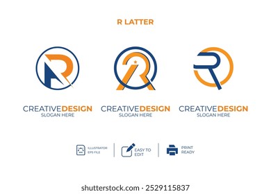 vector R Letter minimalist creative business company Logo Design Free Icon 