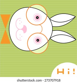 Vector rabbit animal icon logo. Green greeting card. Visiting card.