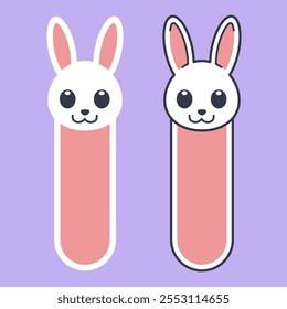 Vector Rabbit Bookmark Flat Design Illustration