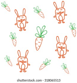 Vector rabbit carrot seamless pattern.
