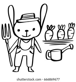 vector rabbit cartoon occupation Gardening, farming carrot
Hand drawn