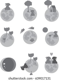 The vector of rabbit cartoon on the moon design for card