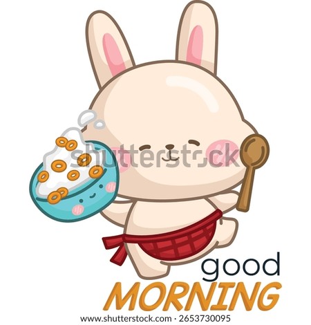 a vector of a rabbit with cereal bowl