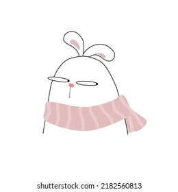 Icono de carácter de conejo vector. Ilustración de dibujos animados pequeños aislados en fondo blanco. Colorida foto plana del conejito para los niños. Granja, diseño animal para niños.