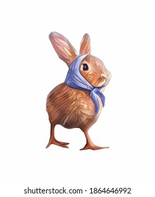 Vector del conejo y del híbrido de pollo. Ilustración de una imagen híbrida animal linda, hermosa y divertida aislada en un fondo blanco. Dibujo de ilustración híbrida animal y vector. 
