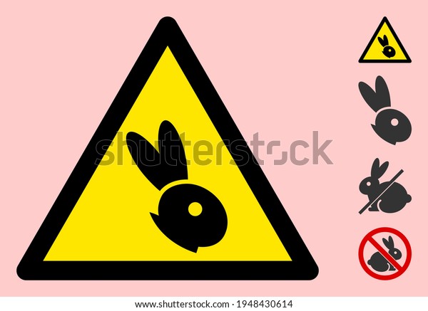 Vector Rabbit Flat Warning Sign Triangle Stock Vector (Royalty Free ...