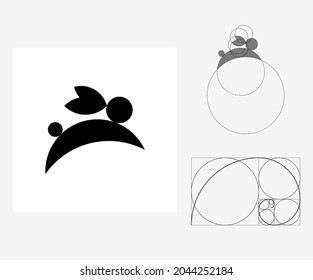 Vector rabbit in golden ratio style