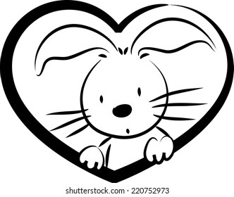 vector rabbit and heart shape