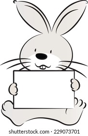 Vector rabbit holding a blank card