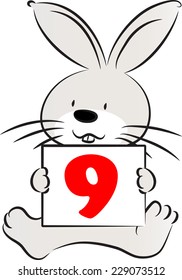 Vector rabbit holding a card with numbers