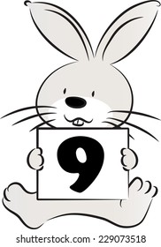 Vector rabbit holding a card with numbers