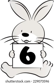 Vector rabbit holding a card with numbers
