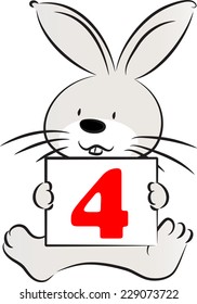 Vector rabbit holding a card with numbers