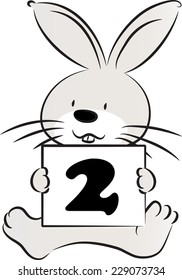 Vector rabbit holding a card with numbers
