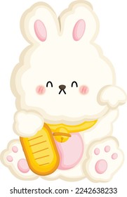 a vector of a rabbit holding gold coin
