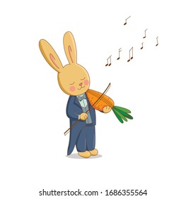 Vector Rabbit Illustration Cute Musician Wearing Stock Vector (Royalty ...