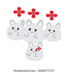 vector rabbit image illustration of a small, furry mammal with long ears, a short, fluffy tail and very cute