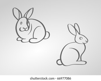 Vector rabbit vector image of two rabbits