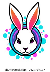 vector rabbit logo with a mix of bright colors