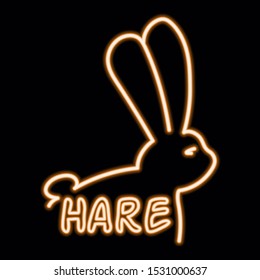 Vector rabbit logo. Neon hare symbol