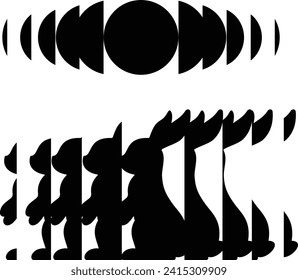 Vector rabbit, moon, reed glass effect, anvil glass effect