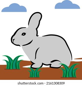 Vector Rabbit on the garden