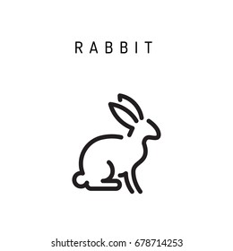 Vector rabbit outline icon farm animal isolated on a white background. A simplified silhouette of a rabbit, logo in the linear style