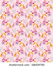 Vector of Rabbit Pattern with Carrot and Heart