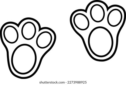 vector of Rabbit Paw Print. line art paw. bunny feet. illustration isolated on white background