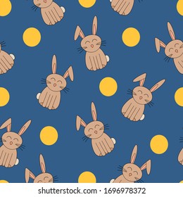 Vector rabbit and polkadot repeating pattern. Perfect for Fabric, scrap booking and wallpaper.