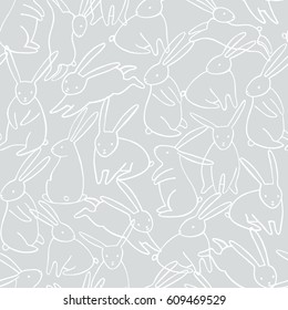 Vector Rabbit Seamless Pattern. Bunny Background