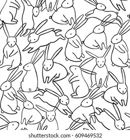 Vector Rabbit Seamless Pattern. Bunny Background