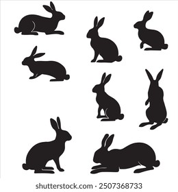 Vector rabbit silhouette design set